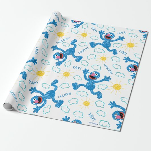 Crayon Grover Sunshine Pattern Cadeaupapier (Uitgerold)