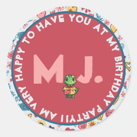  Crayon Harten en Bloemen Ronde Sticker (Voorkant)