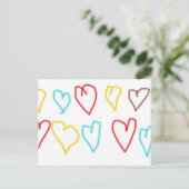 Crayon Hearts Briefkaart (Staand voorkant)