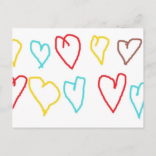 Crayon Hearts Briefkaart (Voorkant)