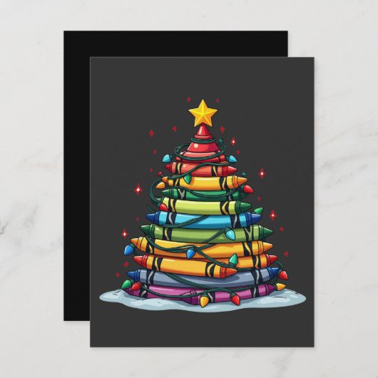 Crayon Kerstboom Leraar Xmas Bedankkaart (Voorkant / Achterkant)