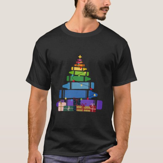 Crayon Kerstboom Licht Leerkracht Xmas W T-shirt (Voorkant)