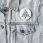 Crayon kerstboom ronde button 5,7 cm (In situ)