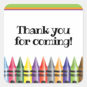 Crayon Kids Verjaardagsfeestje Dank u Vierkante Sticker (Voorkant)