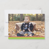 Crayon Kinder 1e Verjaardag Groene Foto Bedankkaart (Achterkant)