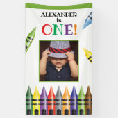 Crayon Kinder 1e Verjaardagsfeestfoto Spandoek (Verticaal)