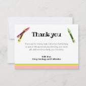 Crayon Kinder 2e verjaardag roze foto Bedankkaart (Voorkant)