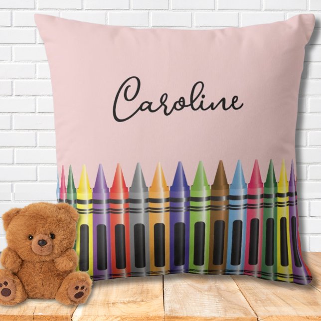 Crayon Kinder Slaapkamer Girly Roze Zwart Script N Kussen (Creator heeft geüpload)