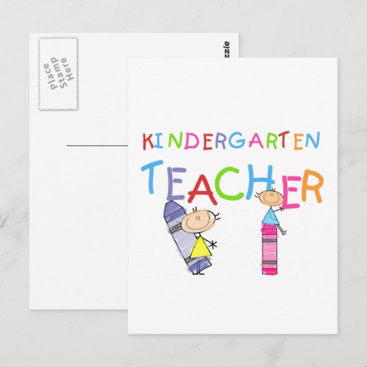 Crayon Kindergarten Teacher Tshirts en Gifts Briefkaart (Voorkant / Achterkant)