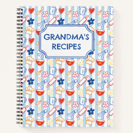 Crayon Kitchen Doodle Retro Cooking Pattern Recipe Notitieboek