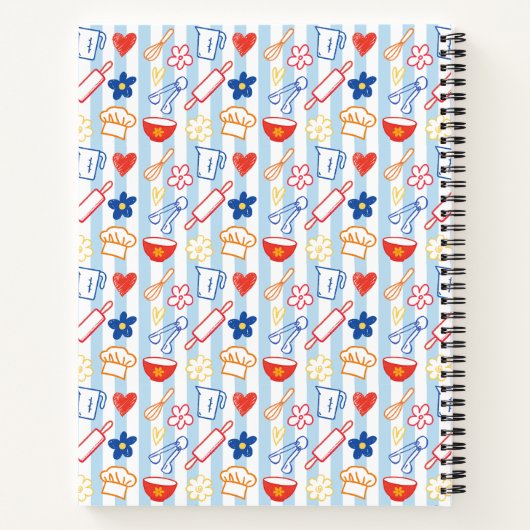 Crayon Kitchen Doodle Retro Cooking Pattern Recipe Notitieboek (Achterkant)