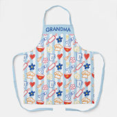 Crayon Kitchen Doodle Retro Cooking Pattern Schort (Voorkant)