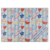 Crayon Kitchen Doodle Retro Cooking Pattern Snijplank (Voorkant)