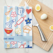 Crayon Kitchen Doodle Retro Cooking Pattern Theedoek (Quarter Fold)
