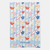 Crayon Kitchen Doodle Retro Cooking Pattern Theedoek (Verticaal)
