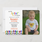 Crayon kunstenaar maakt foto van twee kinderen op  kaart (Voorkant)