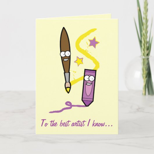Crayon & Paintbrush Mother's Day Kaart (Voorkant)