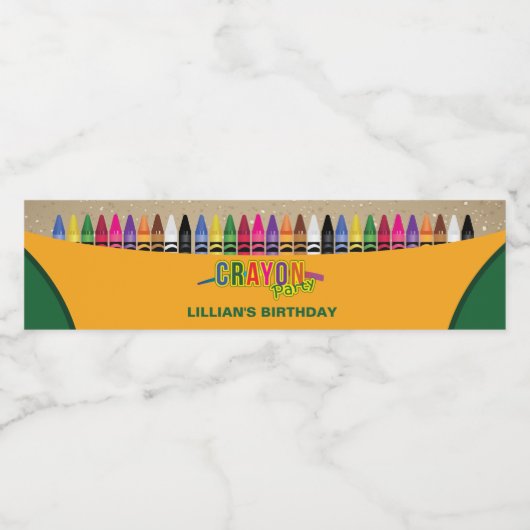 Crayon Party Waterfles Etiket (Enkel label)