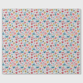 Crayon Pastel Hart & bloemen Cadeaupapier (Vlak)
