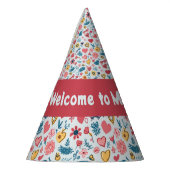 Crayon Pastel Hart & bloemen Feesthoedjes (Links)