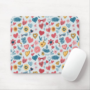 Crayon Pastel Hart & bloemen Muismat