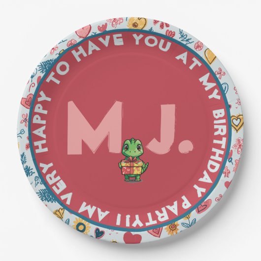 Crayon Pastel Hart & bloemen Papieren Bordje (Voorkant)