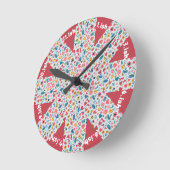 Crayon Pastel Hart & bloemen Ronde Klok (Hoek)