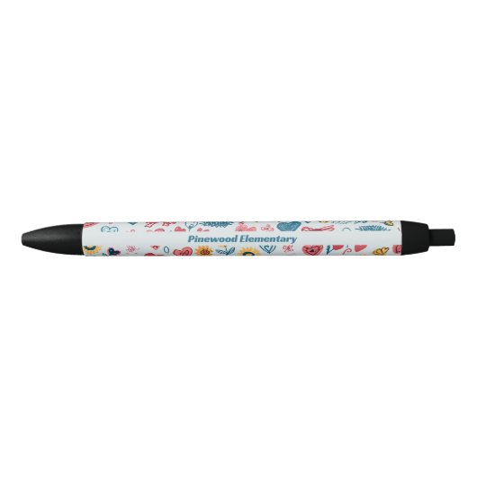 Crayon Pastel Hart & bloemen Zwarte Inkt Pen (Voorkant)