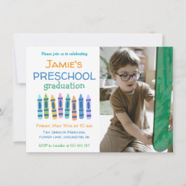 Crayon Photo Preschool Graduation Invitation Kaart