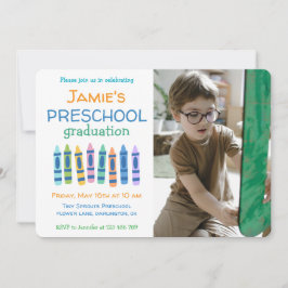 Crayon Photo Preschool Graduation Invitation Kaart