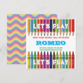 Crayon Playdate Invitation Kaart (Voorkant / Achterkant)