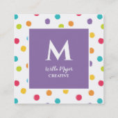 Crayon Polka Dots Artsy Creative Vierkante Visitekaartje (Achterkant)