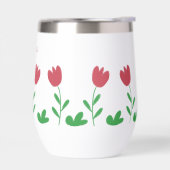 Crayon Red Tulip Flower en Groene Struiken in het (Links)