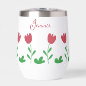 Crayon Red Tulip Flower en Groene Struiken in het (Voorkant)