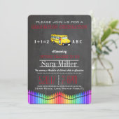 Crayon & School Bus Teacher Afstuderen Uitnodiging (Staand voorkant)