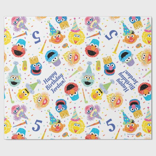 Crayon Sesame Pals Party Patroon Cadeaupapier (Vlak)