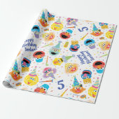 Crayon Sesame Pals Party Patroon Cadeaupapier (Uitgerold)