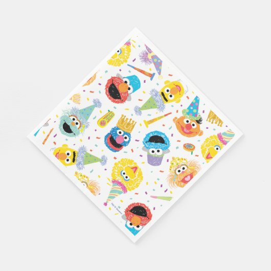 Crayon Sesame Pals Party Patroon Servet (Hoek)