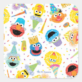 Crayon Sesame Pals Party Patroon Vierkante Sticker