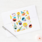 Crayon Sesame Pals Party Patroon Vierkante Sticker (Envelop)
