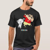 Crayon Shin-chan danst Shin-chan en Shiro T-shirt (Voorkant)
