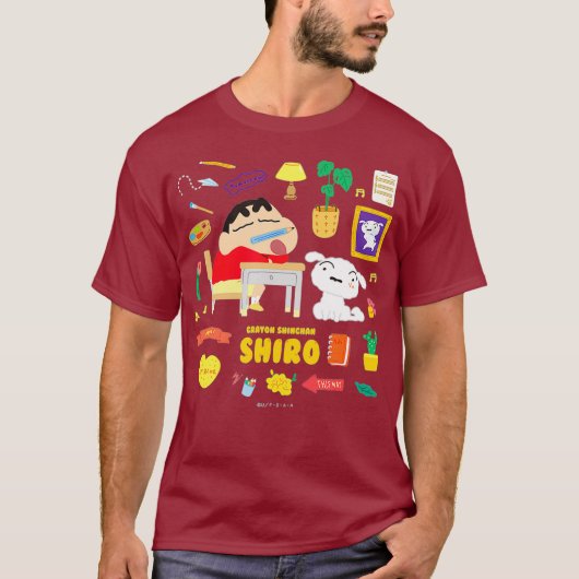 Crayon Shin-chan gelukkyshiro Shin-chan-studie T-shirt (Voorkant)