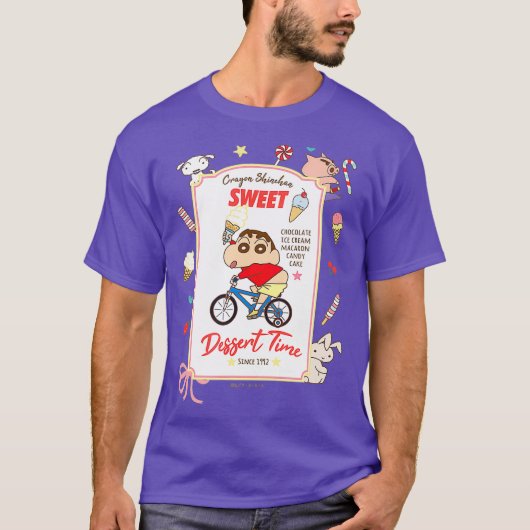 Crayon Shin-chan Shin-chan en fietsdessert T-shirt (Voorkant)