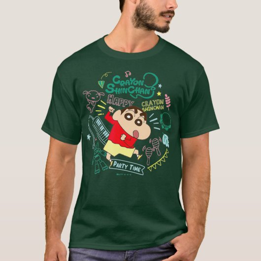 Crayon Shin-chan Shinchan en muziekinstrument T-shirt (Voorkant)