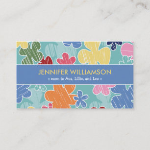 Crayon Sketch Mammie Calling Card (blauw) Contactkaartje