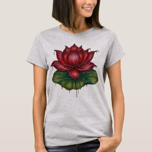 Crayon Style Lotus Flower Dames T-shirt