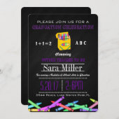 Crayon Teacher Afstuderen Invitation Kaart (Voorkant / Achterkant)
