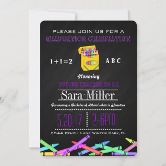 Crayon Teacher Afstuderen Invitation Kaart