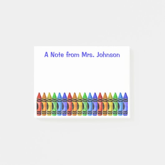 Crayon Teacher Personalized Post It Notes (White) (Voorkant)