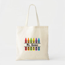 Crayon Teacher's Name Shopping Canvas tas